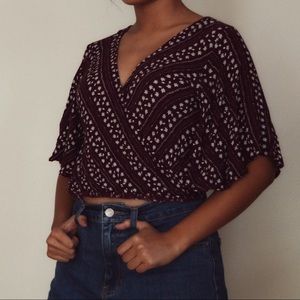 Sadie and Sage 🌸 Maroon Boho Floral Blouse